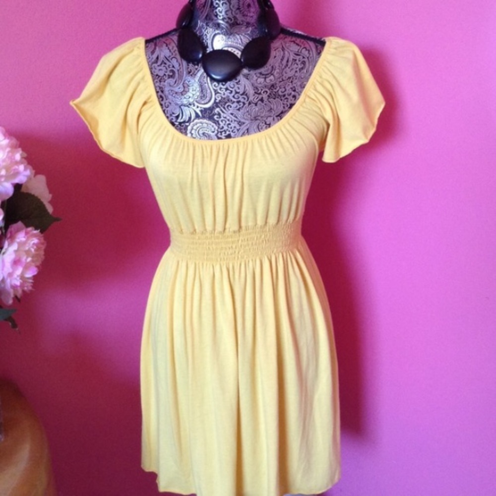 C GRAFFITI YELLOW BELL SLEEVE DRESS S/M